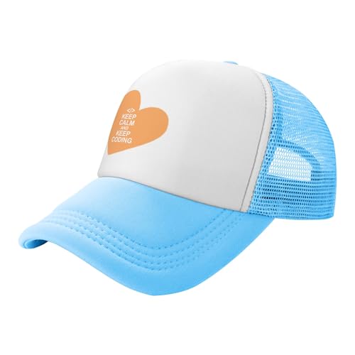 Keep Calm and Keep Coding Lightweight Mesh Baseball Hat Fishing Sun Cap Outdoor Casual Cap Sky Blue