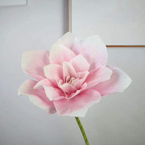 YOLNEY Fiori di magnolia giganti in schiuma PE, decorazione per feste, centro commerciale, casa, matrimonio, artigianato, peonia, flores, ramo, allestimento scenico, fornitura-rosa chiaro-50 cm