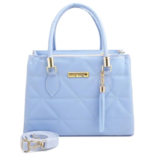 Bolsa Feminina Média Shopbag Bordada Dubai (AZUL CLARO)