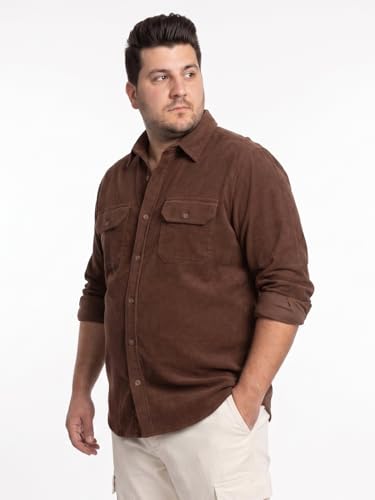 Image of Urbano Plus Men's Corduroy Full Sleeve Regular Fit Solid Overshirt with Utility Pockets