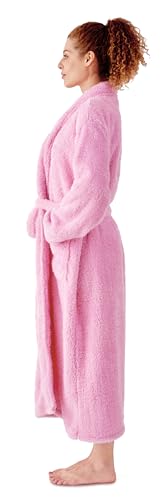 KORBLISS Robes for Women –Premium Womens Plush Soft Robe Fluffy, Warm, Fleece Sherpa Shaggy Bathrobe, Soft Warm Womens Robe with Pockets and Belt, Pink, Small — view 3