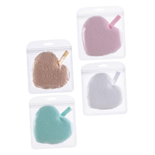 PRETYZOOM 4 piezas Esponjas Faciales Forma de Corazón para Limpieza y Exfoliación Facial Almohadillas Desmaquillantes Reutilizables Suaves y Coloridas para Cuidado Diario Piel