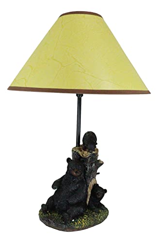 Ebros Whimsical Rustic Black Momma Bear With Cubs Playing Hide And Seek By A Tree Table Lamp Statue With Shade 18.5" High Mountain Wildlife Woodland Cabin Lodge Decor Forest Bears Desktop Lamps #TOP1
