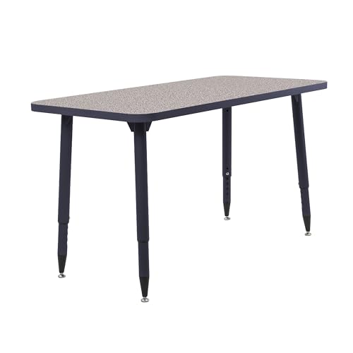 Image of Adapte Commercial Classroom Activity Table - 24 inch x 48 inch Rectangle, ADA Compliant Tapered Legs with Glides & Casters, Adjustable Height 22-34 inch Wheelchair Accessible, School & Office Furniture
