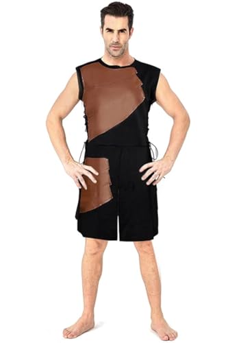 Pingstore Men's Medieval Sleeveless Waistcoats Costume Renaissance Victorian Waistcoats Vests, Brown, Large