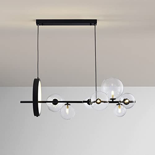 Grand Spoutnik noir en verre : luminaire suspendu linéaire de style moléculaire pour la maison