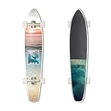 HORIZON BLUE 111,8 cm Kicktail Longboard Cruiser | Hard Maple and Bamboo Deck | Ideal for Cruising,...