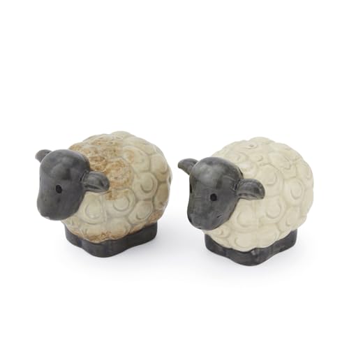 Cooksmart Salero y pimentero Highland Sheep | Juego de condimentos de cerámica de diseño británico | Estampado rústico de ovejas y naturaleza | Vajilla de cocina de gres | Accesorios de comedor estilo
