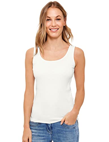 CECIL Damen Style Linda Basic Top Baumwolle, Vanilla White, XL