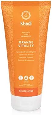 KHADI ORANGE VITALITY Ayurvedic shampoo, 100% natural, silicone & sulfate-free, volume & bounce for your hair, revitalizes dull & oily hair, definition for curls vegan hair care, organic beauty 6.7oz