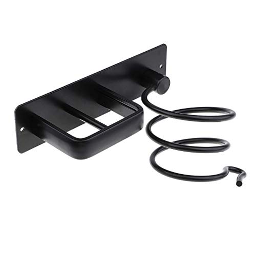 Professionelle Wandhalterung für Haartrockner, mit zwei Löchern, 19,5 x 15 cm, Schwarz