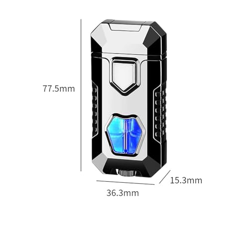 Encendedor metálico retro de butano a llama dual gris miniatura 5