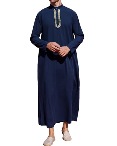 Thobe marroquí para hombre túnica kaftán de manga larga camisa de dormir informal