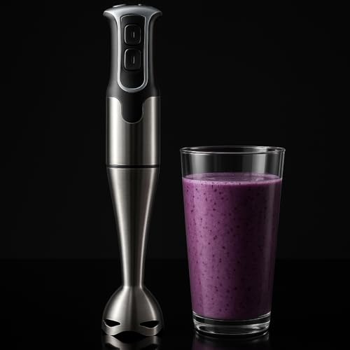 MAXELLPOWER Batidora de mano 700w con 2 velocidades, cuchillas de acero inoxidable, brazo resistente y vaso medidor 800ml. Elección perfecta resultados eficientes y precisos en todas recetas (Gris) - imagen 8