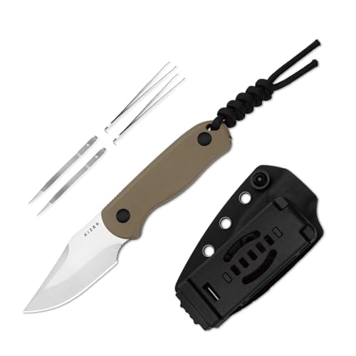 Kizer Drop Bear Fixed Blade Knife, Built-in Tweezers & Toothpick, 1092A2