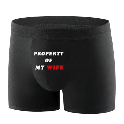 Men's Cotton Stretch Boxer Briefs Funny Gifts for Him Soft Breathable Daily Wear Anniversary Novelty Black