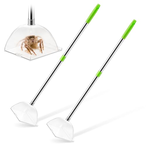 Saillong 2 Pack Large Spider Catcher with Long Handle Contactless Spider Grabber Removes Release Spiders and Flies for Indoor use Bug Container for Safely Capturing Spiders