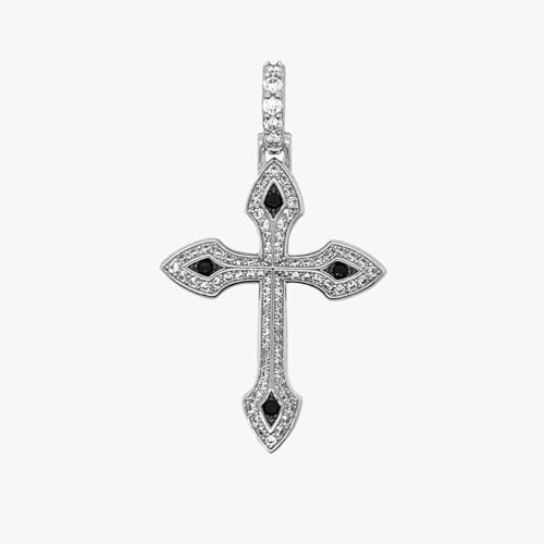 GLD Black Stone Celtic Cross Pendant - White Gold