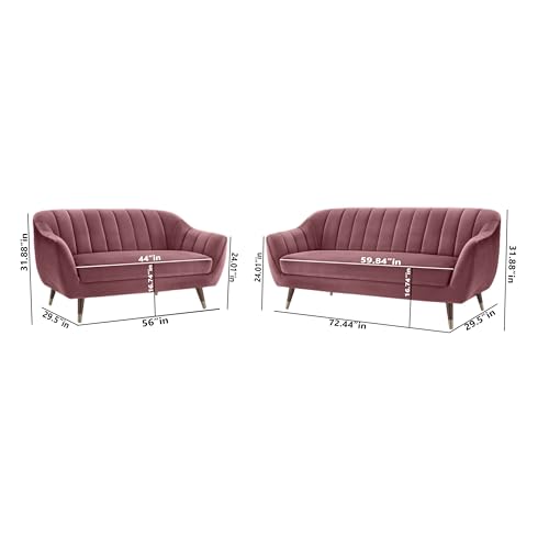 Image of AMATA Marino 3+2 Seater Mauve Colour Suede Velvet Fabric Sofa Set with Two Cushions Perfect for Home Office Guests Living Room (04 Move, 3+2 Seater)(3 Year Warranty)