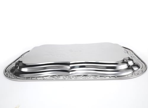16 inches Metal Decorative Tray, Jewelry Dish Cosmetics Organizer Bathroom Clutter Serving Platter Storage Tray (1 Pack)