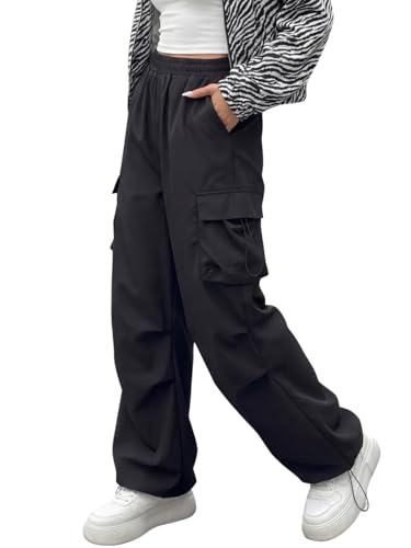 Image of GRECIILOOKS Women's Cargo Pants|Trousers |High Waist Cotton Trouser |Flared Parachute Pants with Side Pockets | Cargo Pant|Elegant for College & Events