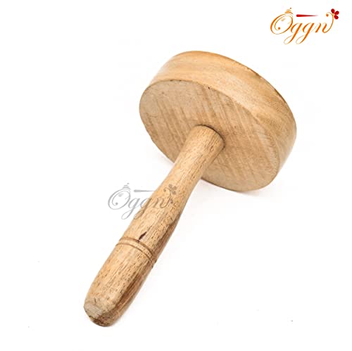 Image of Handmade Mango Wood Kitchen Tool, Hand Masher, Roti Sekni /Sekhni, Wooden Chapati Press, Traditional Roti Fluffer for Cooking, Easy to Use, Perfect for Fluffy Paranthas (5X3 Inches)