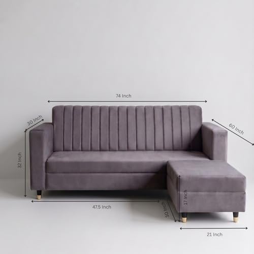 Image of RECTART Luxe 4 Seater L-Shape Sofa Set for Living Room | Sectional Sofa with Centre Table | Modern Wooden Home Furniture |