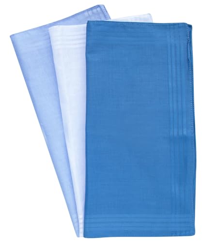 Image of 3-Pk Mens Cotton White Pocket Square with Color Border(10 Colors)