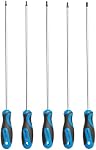 ROTATION Ensemble de tournevis Torx extra longue (5pc Jeu) S2 Acier, longueur des lames 12-inch T15-T30, plus Longue étoile tournevis, 5-Piece ensemble