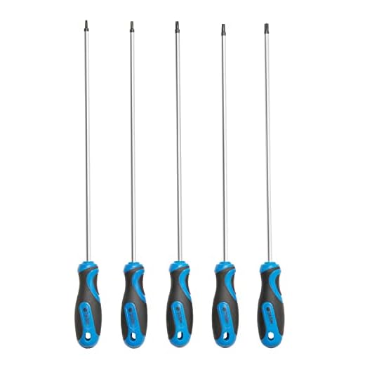 5-teiliges extra langes Torx-Schraubendreher-Set, S2-Stahl, Klingenlänge 300mm, T15–T30, plus lange Sternschraubendreher