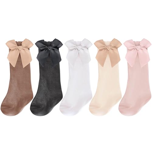 DRESHOW BQUBO Baby Knee High Sock Toddler Girl Dress Socks Baby Knit Stocking Cotton Infant Girls Socks