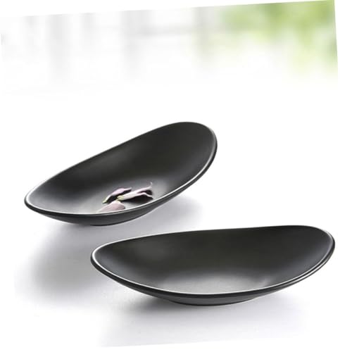 Platos pequeños para sushi melamina negra 2 piezas miniatura 6