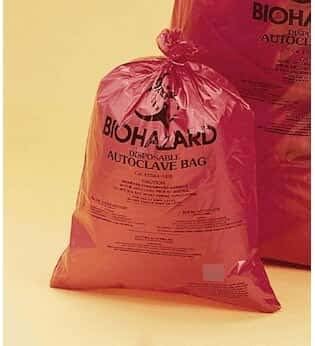 Autoclavable HDPE Biohazard Bags, 10 to 12 Gallon, 25 x 35"; 200/CS