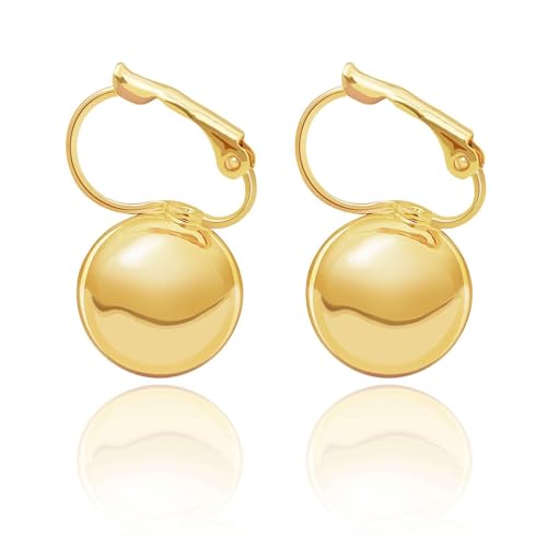 14K Gold Plated Ball Drop Earrings, Hypoallergenic Lightweight Leverback Earrings, Gift for Mom Wife Her by Febsky