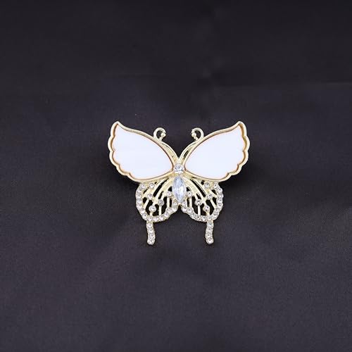 Image of Pearl Shell Resin Butterfly Brooch Pin Sparkly Crystal Butterfly Brooches Pin Lepel Pin Hollow Butterfly Wing Brooch Pin Rhinestone Butterfly Brooch Pin Decorative (Green Resin 1)