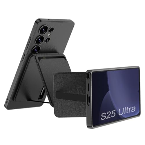 Image of BOUNCEBACK Vegan Leather Magnetic Charging Support Case with Detachable Wallet Accessiories for Samsung Galaxy S25 Plus - (Carbon Black | Faux Leather)