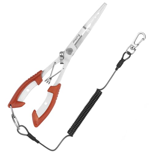 Pullther Fishing Needle Nose Pliers Fishing,Fishing Pliers Hook Remover,Fishing Pliers Stainless Steel,Fishing Pliers Kit With Lanyard,Braid Cutter Rustproof Fishing Multitool For Saltwater Freshwater cover