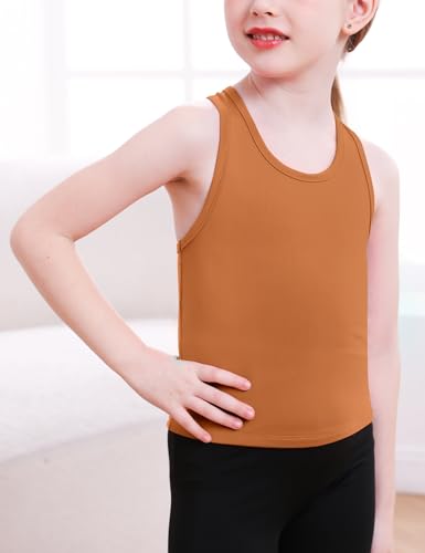 Gnainach Girls Sleeveless Tank Tops High Neck Cropped Tanks Basic Racerback Dance Top for Kids Teen Gymnastics 4-14Y3