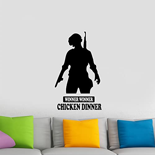 Crown Decals Ready to Battle Attack Mask Pub G Soldier with Weapons self Adhesive Decals Decorative Wall Sticker (PVC Vinyl Black Declas) Size 75x 80 cm