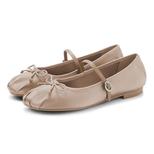 Milooey shoes Women's Mary Jane Flats Closed Toe Low Heels with Bowknot Buckle Strap Cute Party Prom Comfy Shoes Size 4-16 US