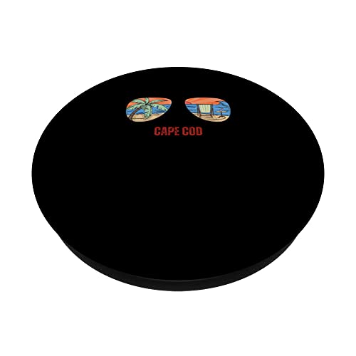 Cape Cod Beach Vacation Retro Sunglasses Ocean View PopSockets Swappable PopGrip, Black - Image 2
