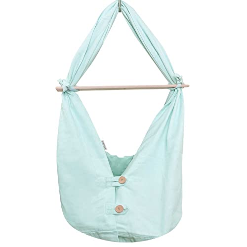 HOBEA-Germany Federwiege für Babys Babyfederwiege Babyhängematte Hängewiege Komplettset (mintblau)