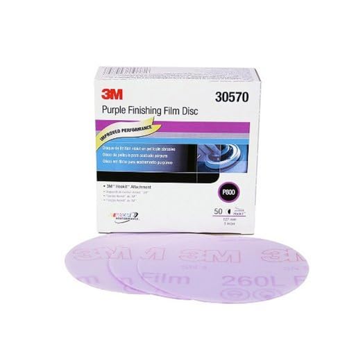 Image of 3M Hookit Purple 5 inch P800 Grit, 30570, Finishing Film Disc, Long Lasting, Fast Cut, Polish Finish for Automoitve