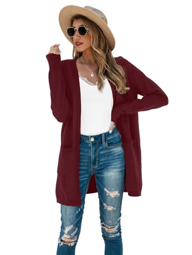 Image of TASAMO Cardigan Sweaters for Women Long Sleeve Open Front Casual Knit Fall Coat Oversized Soft Outwear with Pockets