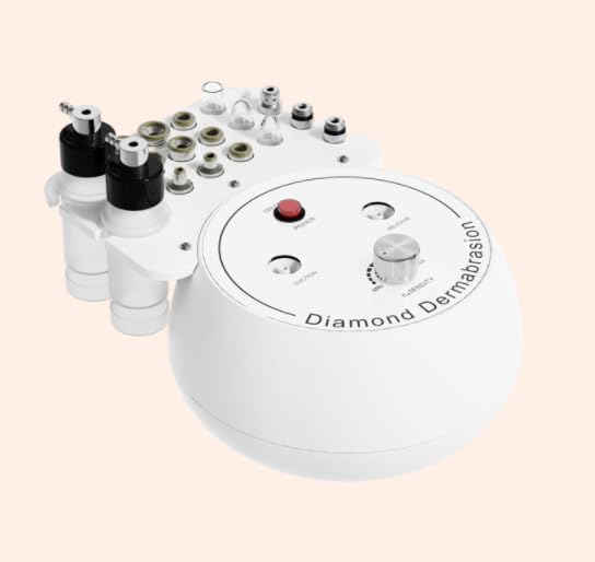 3-in-1 Diamond Microdermabrasion Machine for Home Use, Professional Facial Exfoliating & Pore Cleansing Device with Wands, Diamond Tips, Spray Bottle & Vacuum Glass Tubes for Women