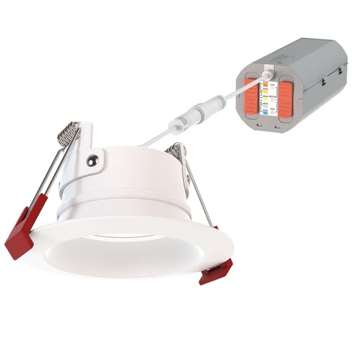 Image of Juno Canless LED Wafer Light, Miniature Downlight, 5-in-1 Switchable White Color Temperature, Adjustable Brightness, Deep Regressed Smooth Trim, 2-Inch, White (WF2 Dreg SM ALO25 SWW5 90CRI 120 MW M6)