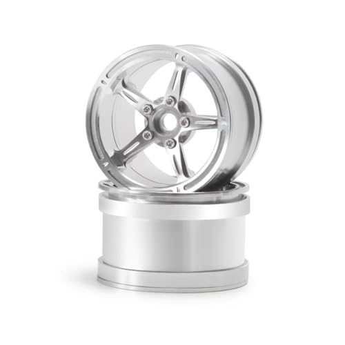 RCビードロックホイール For Axial For Wraith 90048 For TRX-4 For TRX-6 1/10 用 シルバーブラックメタルビードロック 2.2インチホイールリム RCカーアクセサリー(Silver,2PCS)