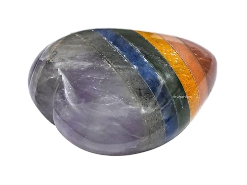 Image of Crystal Heaven Certified Chakra Heart Palm Pebbles Stones For Anxiety Stress Relief Massage-Aaa Grade Original Healing Gemstone Agate Heart Palm Stone For Yoga Meditation Spiritual