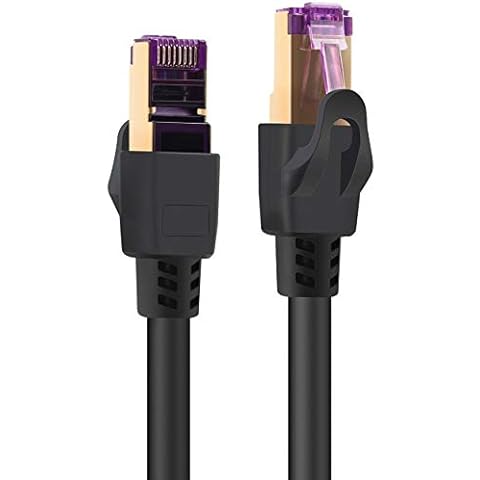 SAISN CAT8 Ethernet Cable High Speed 40Gbps 2000Mhz SFTP Shielded LAN Network Patch Wire Cable with Gold Plated RJ45 Connectors Cable Cord for Modem, Router (20ft/6m) Cover