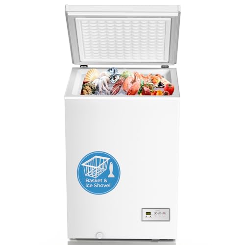 Image of Antarctic Star Chest Freezer 3.2 Cubic Feet Low-Temperature Freezer,14℉ to -40℉ with 2 Removable Baskets, Free Standing Top Open Door Deep Freezer, 7 Level Adjustable Temperature, White